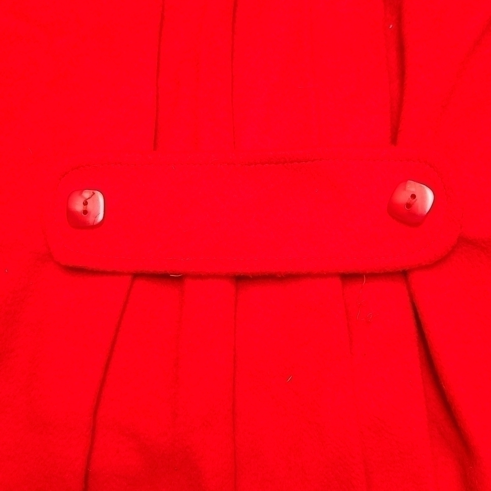 80s Oversized Pleated Red Wool Coat - Picture 5 of 15